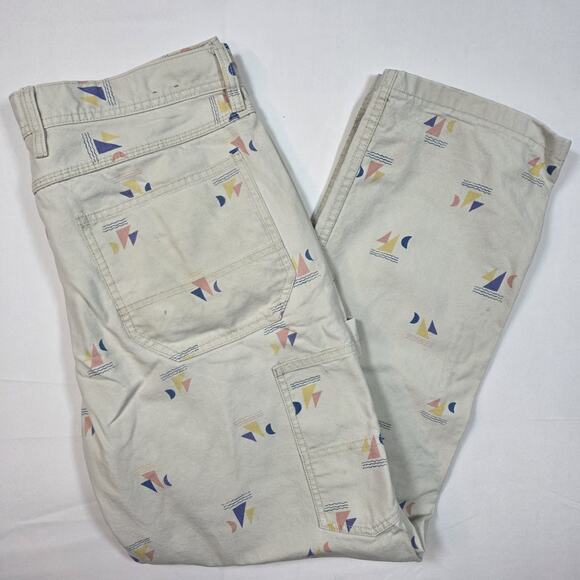 Wallace & Barnes Carpenter Canvas Double Knee AOP Sailboat Cream Tan Y2K 36x30 - Picture 2 of 10